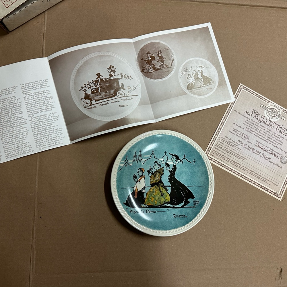 NORMAN ROCKWELL Plate "When in Rome" by Newell Pottery Co. New In Box - Picture 3 of 4